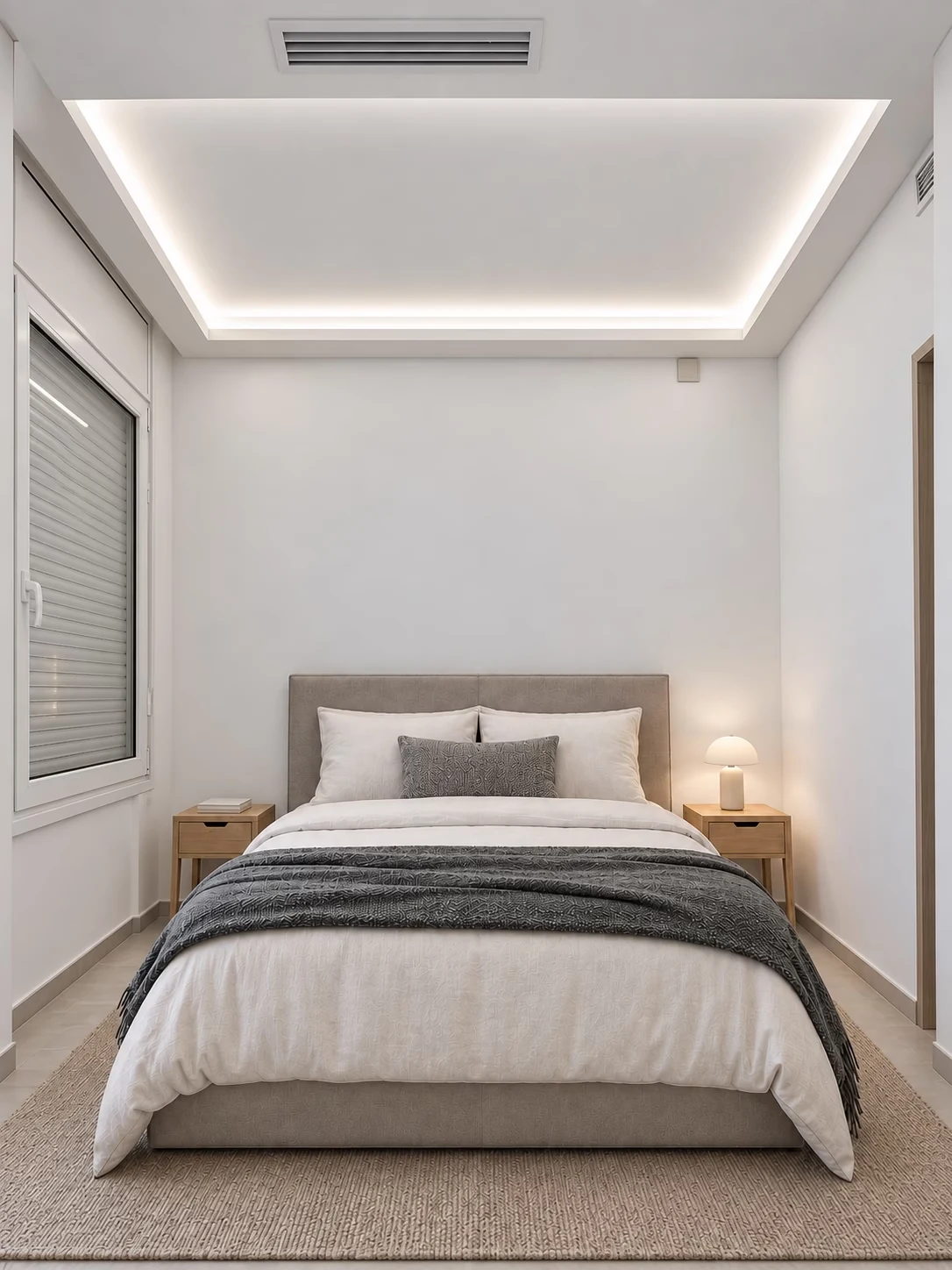 Dormitorio de una vivienda reformada por Arkhe, con iluminación integrada