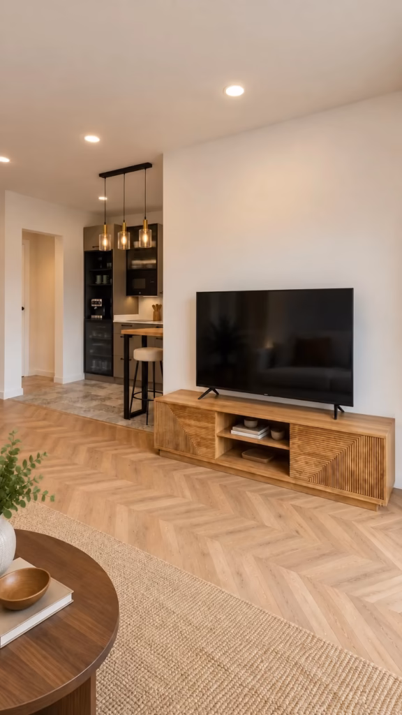 Salón conectado con la zona de cocina